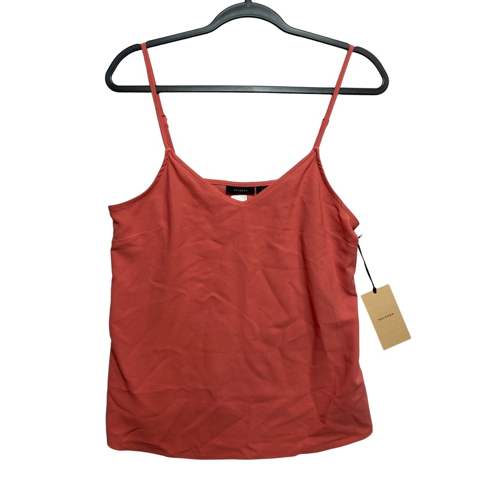 Halogen Camisole Women S Coral V-Neck Adjustable Strap Crepe Tank Top